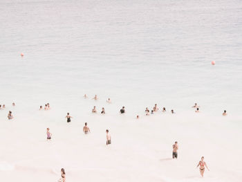 High angle view of people on beach