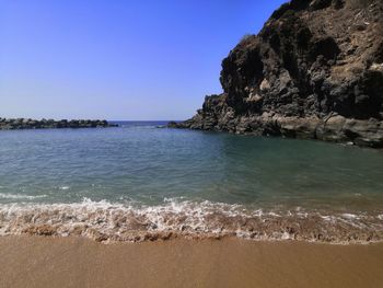 Scenic view of sea against clear sky