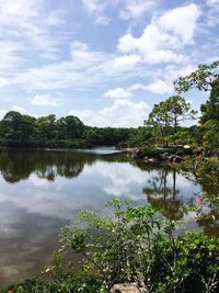 Scenic view of lake against sky