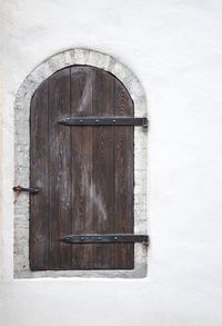 Closed door of old building