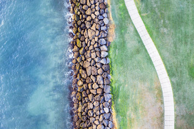 Aerial view of land and sea