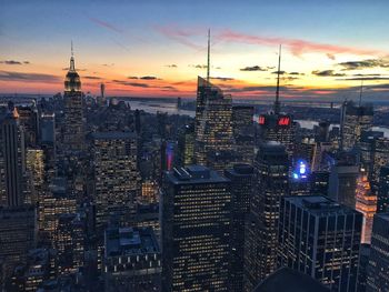 City skyline at dusk