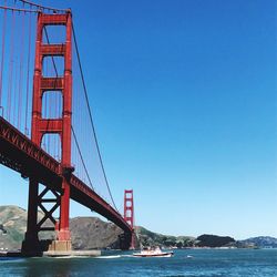 Low angle view of suspension bridge