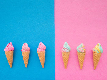 Close-up of ice creams on table