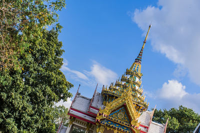 Low angle view of traditional building against sky