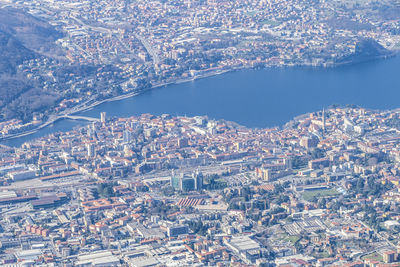 Aerial view of lecco and his lake