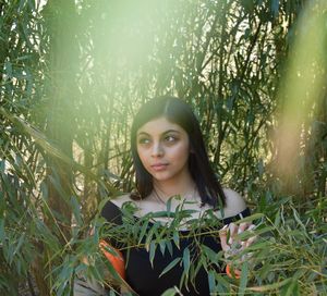 Portrait of beautiful young woman in sunlight