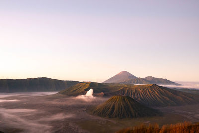 Aerial view of volcano mount named bromo