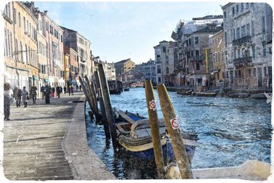 View of boats in canal