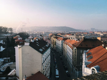 Aerial view of cityscape against sky