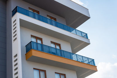 Modern luxury residential apartment. residential building with blue sky. 