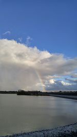 Scenic view of sea against cloudy sky