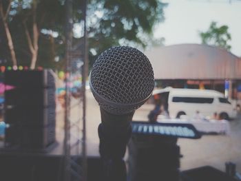 Close-up of microphone