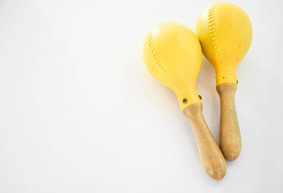 High angle view of banana on white background