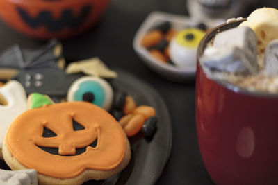 Close-up of pumpkin on table