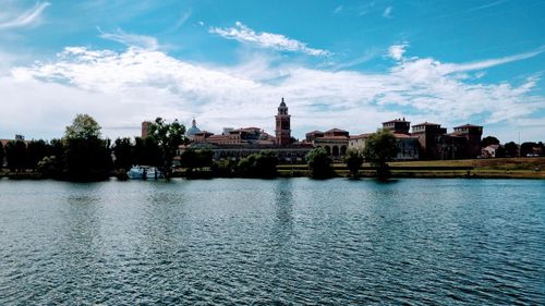 View of river with buildings in background