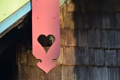 Close-up of heart shape on wood