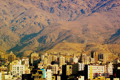 High angle view of buildings in city