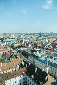 High angle view of townscape against sky