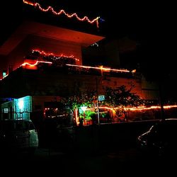 Illuminated building at night