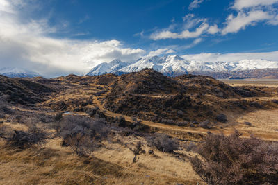 Scenic view of mountains against sky