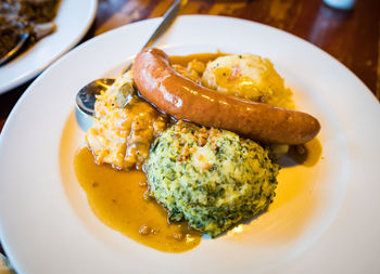 Close-up of food served in plate