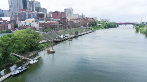 View of river with buildings in background