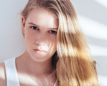 Close-up portrait of beautiful young woman