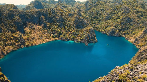 Mountain lake barracuda on a tropical island, philippines, coron, palawan.