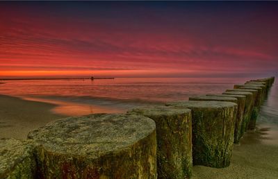 Scenic view of sea at sunset