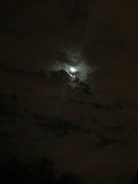 Low angle view of cloudy sky at night