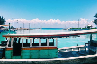 Scenic view of sea against blue sky