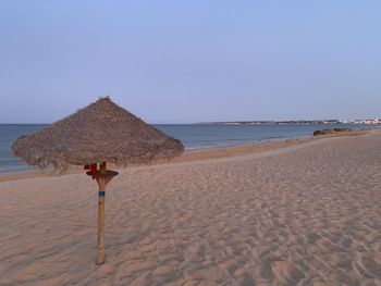 Scenic view of beach against clear sky