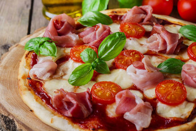 Close-up of pizza on table