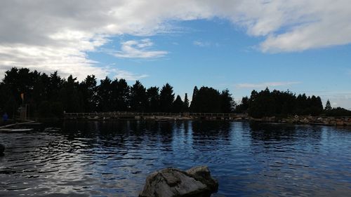 Scenic view of lake against sky