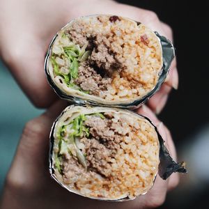 Close-up of hand holding food