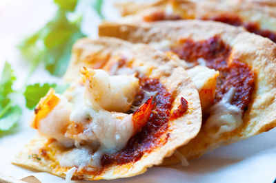 Close-up of breakfast served in plate