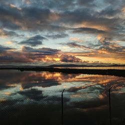 Scenic view of lake against dramatic sky