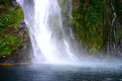 View of waterfall in forest