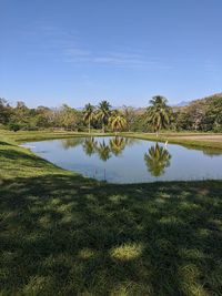 Scenic view of lake against sky