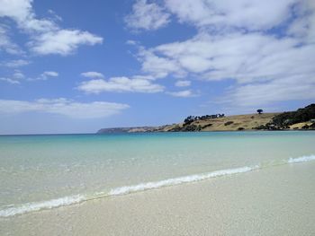 Scenic view of beach against sky