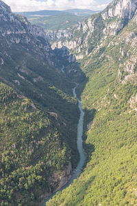High angle view of river flowing through land