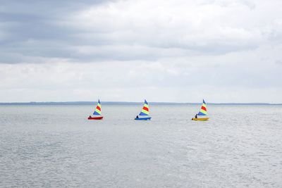 Scenic view of sea against cloudy sky