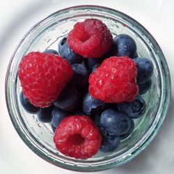 Directly above shot of strawberries in plate