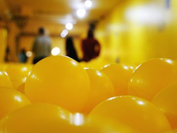 Close-up of yellow balloons