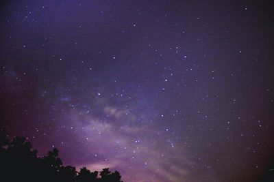 Low angle view of silhouette stars against sky at night