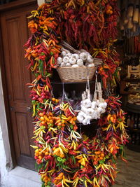 Close-up of multi colored hanging on clothesline