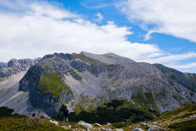 Scenic view of rocky mountains against sky in magliano de marsi, abruzzo italy