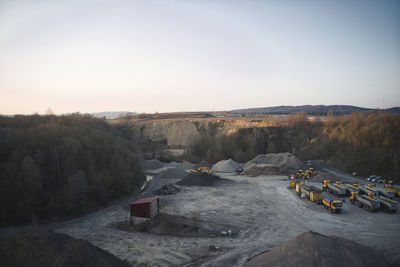 High angle view of landscape against clear sky