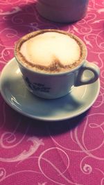 High angle view of coffee on table